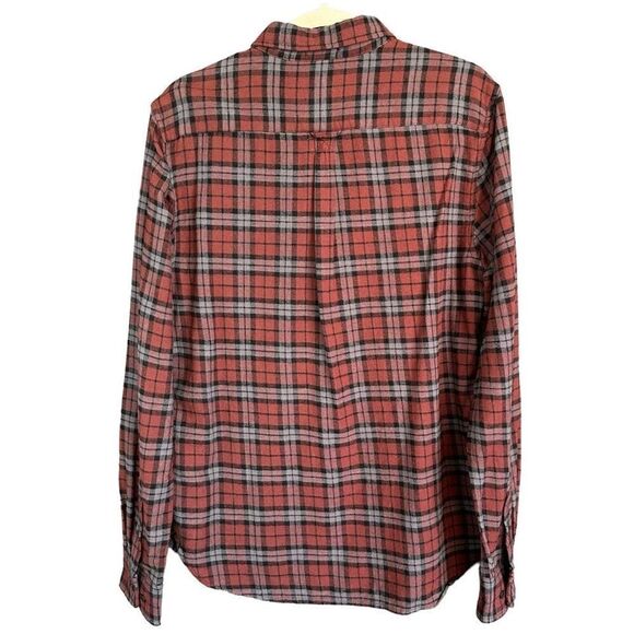 NWT Denim & Flower Plaid Button Down Cotton Flanel Burgundy Maroon - Picture 6 of 10